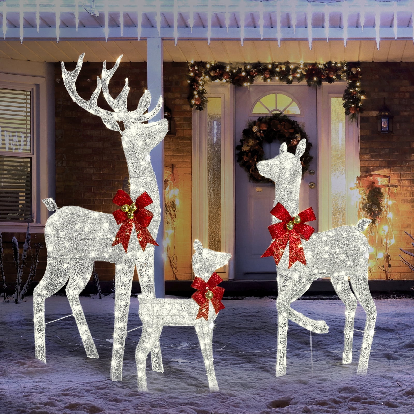 Best Choice Products 3-Piece Lighted Christmas Deer Set w/ 360 LED