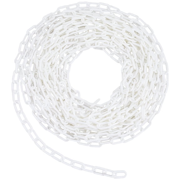 49 Foot White Plastic Safety Chain White Barrier Chains Large Long PVC 1.4Inch Link Diameter Parking Lot Link Weatherproof Safety Crowd