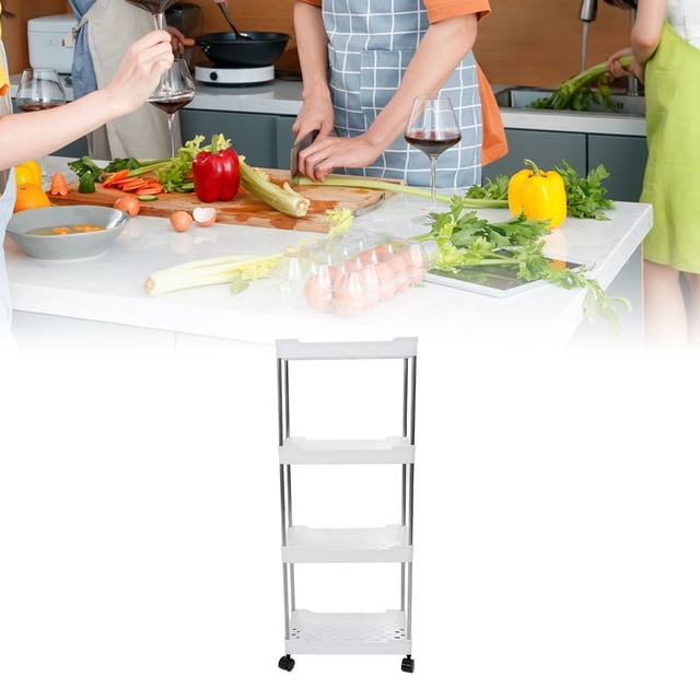 Carro de Almacenamiento Redas de 4 Niveles, Carro de Acero PP inoxidable, PRÁTICO ORGANIZADOR DE ALMACENAMIENTO REDUDAS SARA BAÑO, COCINA, SALA DE ESTAR
