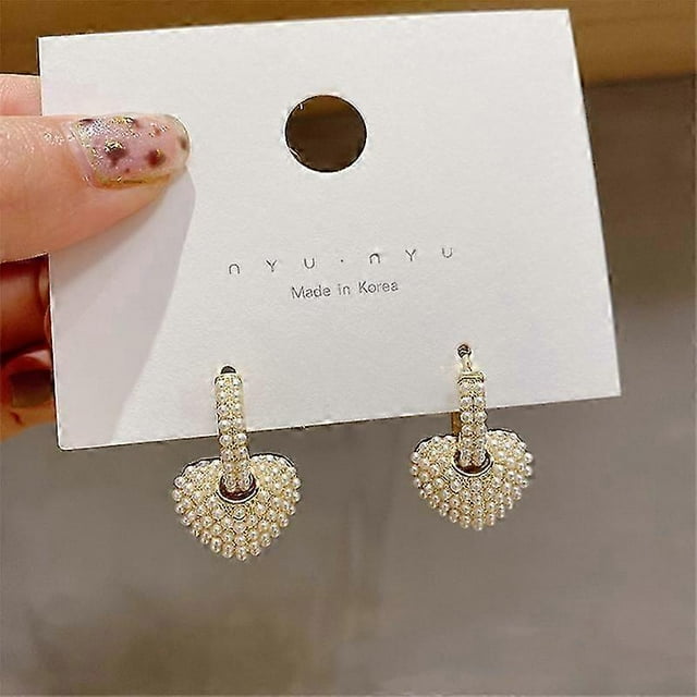 Fashion Jewelry Sweet Love Full Pearl small hoop 14K gold Earrings Elegant Women Wedding Party Earrings