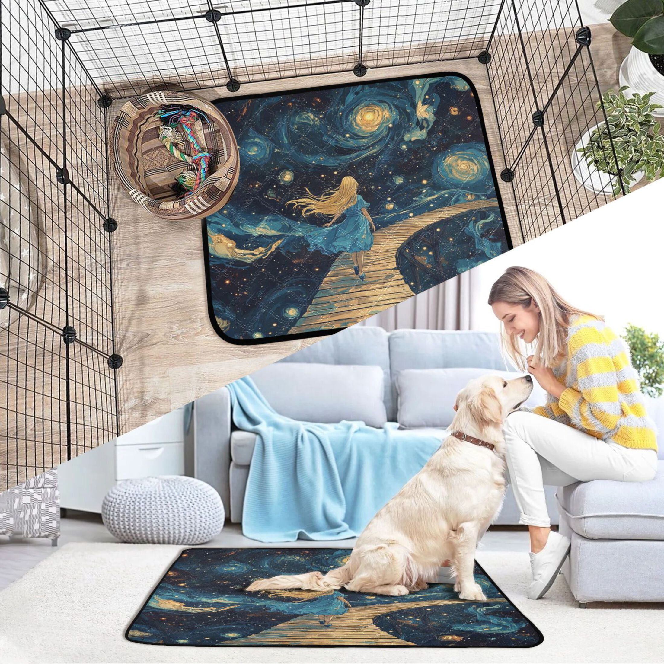Qxltty Endless Wooden Bridge Cat litter Pads Pet Set of 3 Diaper Mats Center Anti-leakage Layer Absorbent Soft and Comfortable