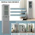 thumbnail image 6 of Topcobe Tall Floor Storage Cabinet with 2 Doors and 1 Drawer for Bathroom, Bathroom Furniture, Bathroom Cabinet Organizer, Gray, 6 of 8