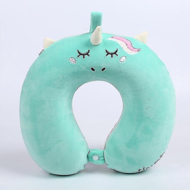 Almohada de viaje para niños, almohada para el cuello de viaje de unicornio con almohada en forma de U a presión