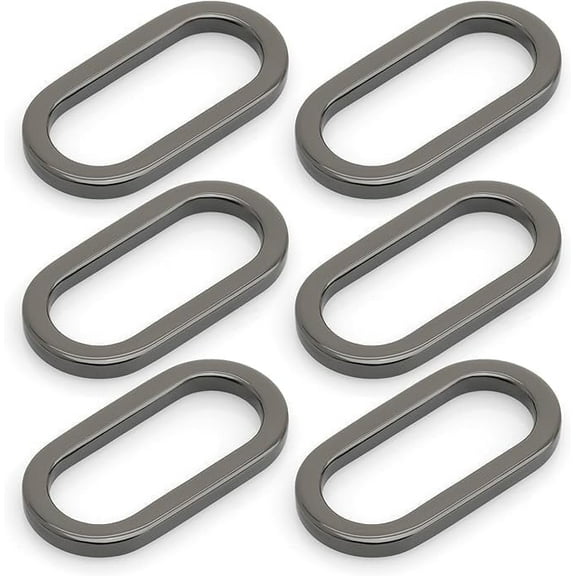 CRAFTME STUDIO 1-1/2 Inch Oval Rings Flat Metal Purse Ring Buckle Strap Keeper Loop for DIY Bag, Belt and Leathercraft, 6 PCS (Gunmetal) VTLV