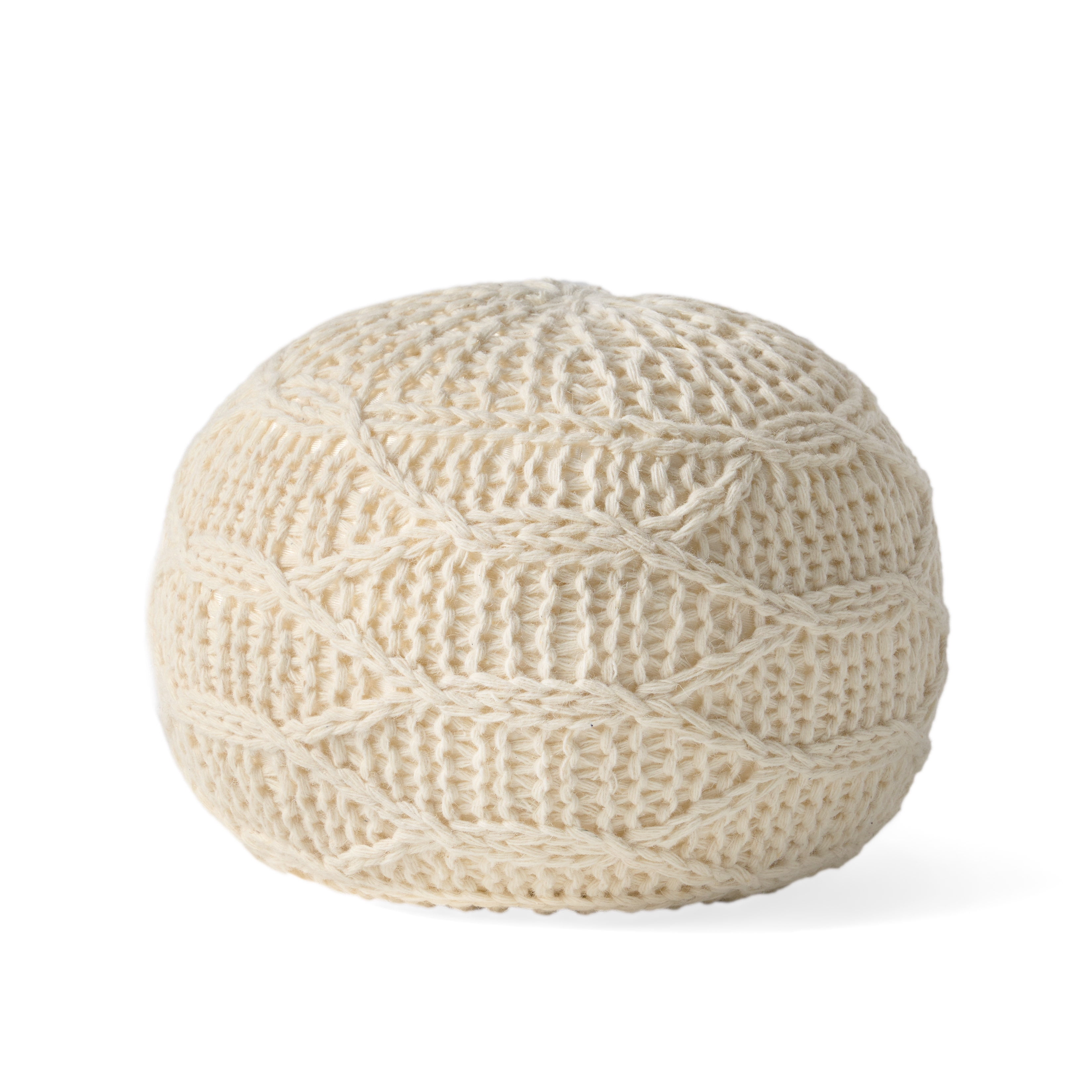 Noble House Stefan Fabric Handmade Pouf, Cream
