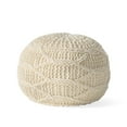 thumbnail image 2 of Noble House Stefan Fabric Handmade Pouf, Cream, 2 of 7