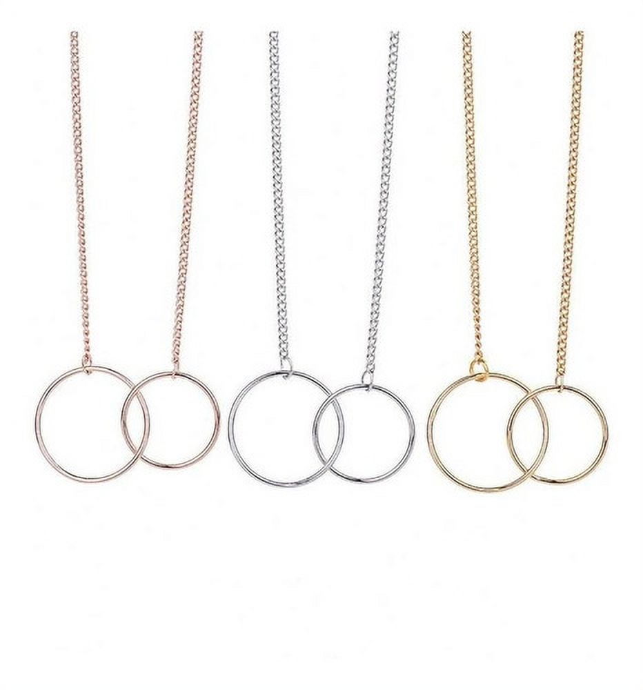Women Two Interlocking Infinity Circles Pendant Necklaces - image 1 of 6