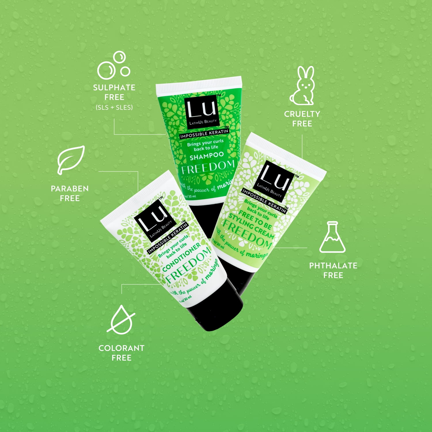 Lu by LatinUs Beauty Freedom Travel Kit, Waves and Volume, 3 oz