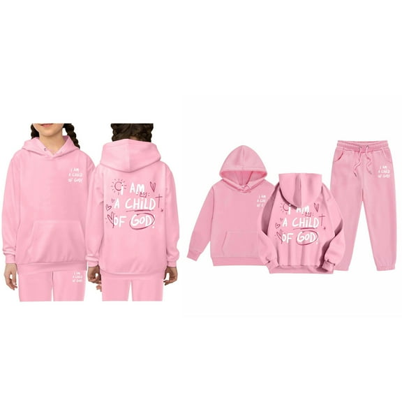 Child Boys Jesus Loves You Print Hooded Sweatshirts Long Sleeve Fashion Graphic Hoodies Oversize Pullover and Sweatpants 2 Pcs Fall Winter Clothes Girls Size 4T Clothes