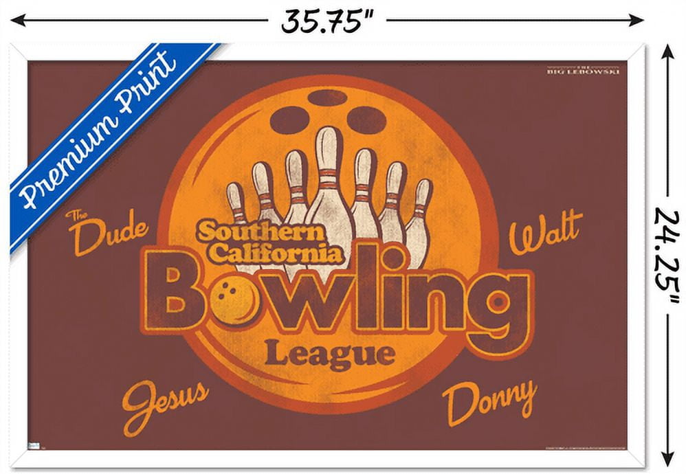 The Big Lebowski - Bowling League Wall Poster, 22.375" x 34", Framed