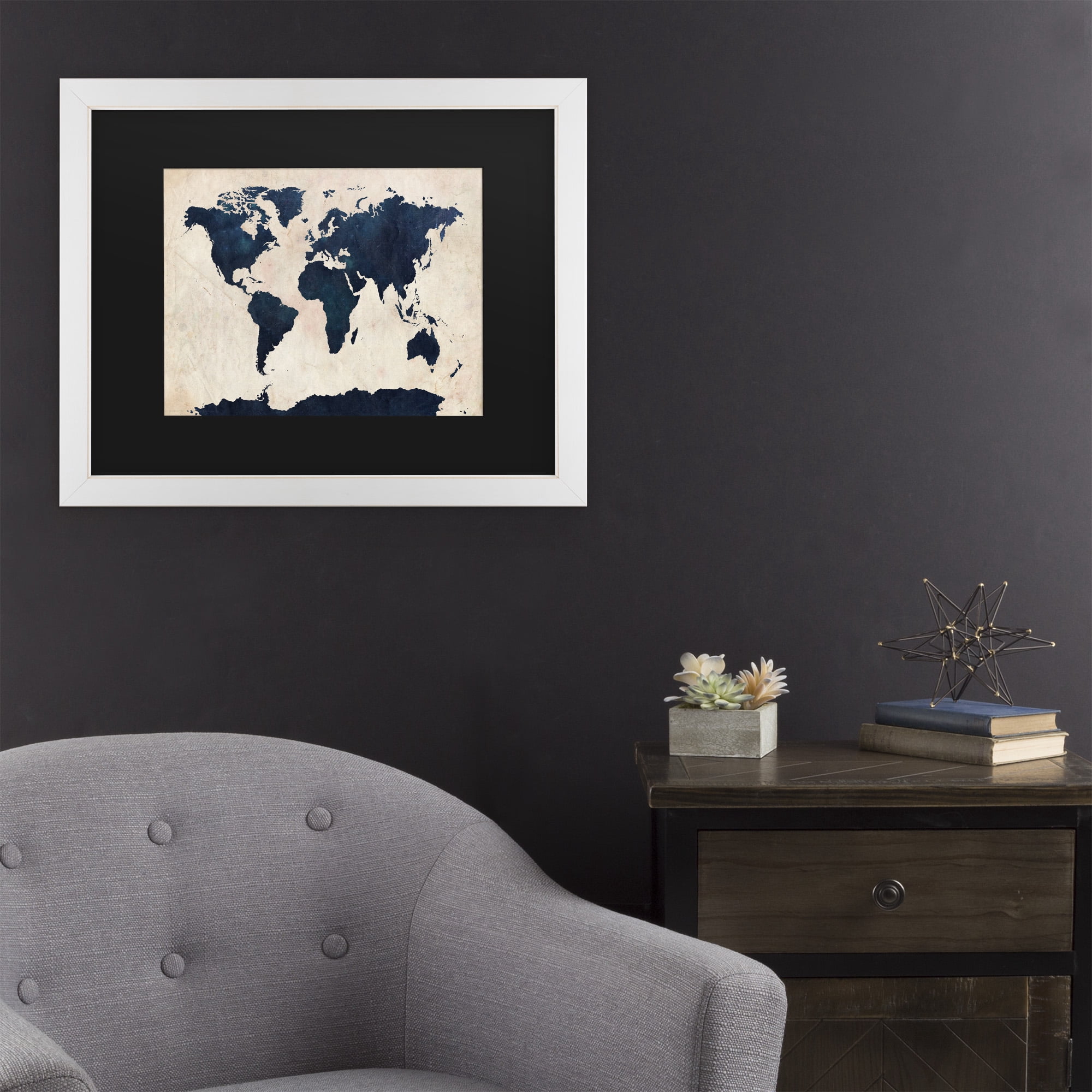 Trademark Fine Art 'World Map -Navy' Canvas Art by Michael Tompsett