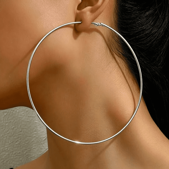 DESIGNICE Large Hoop Earrings for Women 75mm 90mm 120mm Chunky Gold Hoops Lightweight Big Hoop Earrings Thick Thin Silver Hoops Earrings for Women Chunky Silver Jewelry