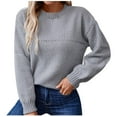 thumbnail image 2 of Sakmal Gray Fall Sweaters for Women Pullover Lightweight Tops Crew Neck Plain Long Sleeve Casual Sweaters for Women, 2 of 9