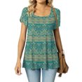 thumbnail image 1 of SMihono Hauts pour Femmes Été Mode Décontractée Col Montant Imprimé Pétale Manches Courtes - T-Shirts Grande Taille, 1 of 7