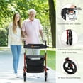 thumbnail image 6 of Costway Rollator Walker w/ Seat, Folding Aluminum Rolling Walker w/ 8-inch Wheels, Red, 6 of 10
