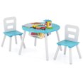 thumbnail image 1 of Costway Costway Kids Wooden Round Table & 2 Chair Set with Center Mesh Storage Blue, 1 of 10