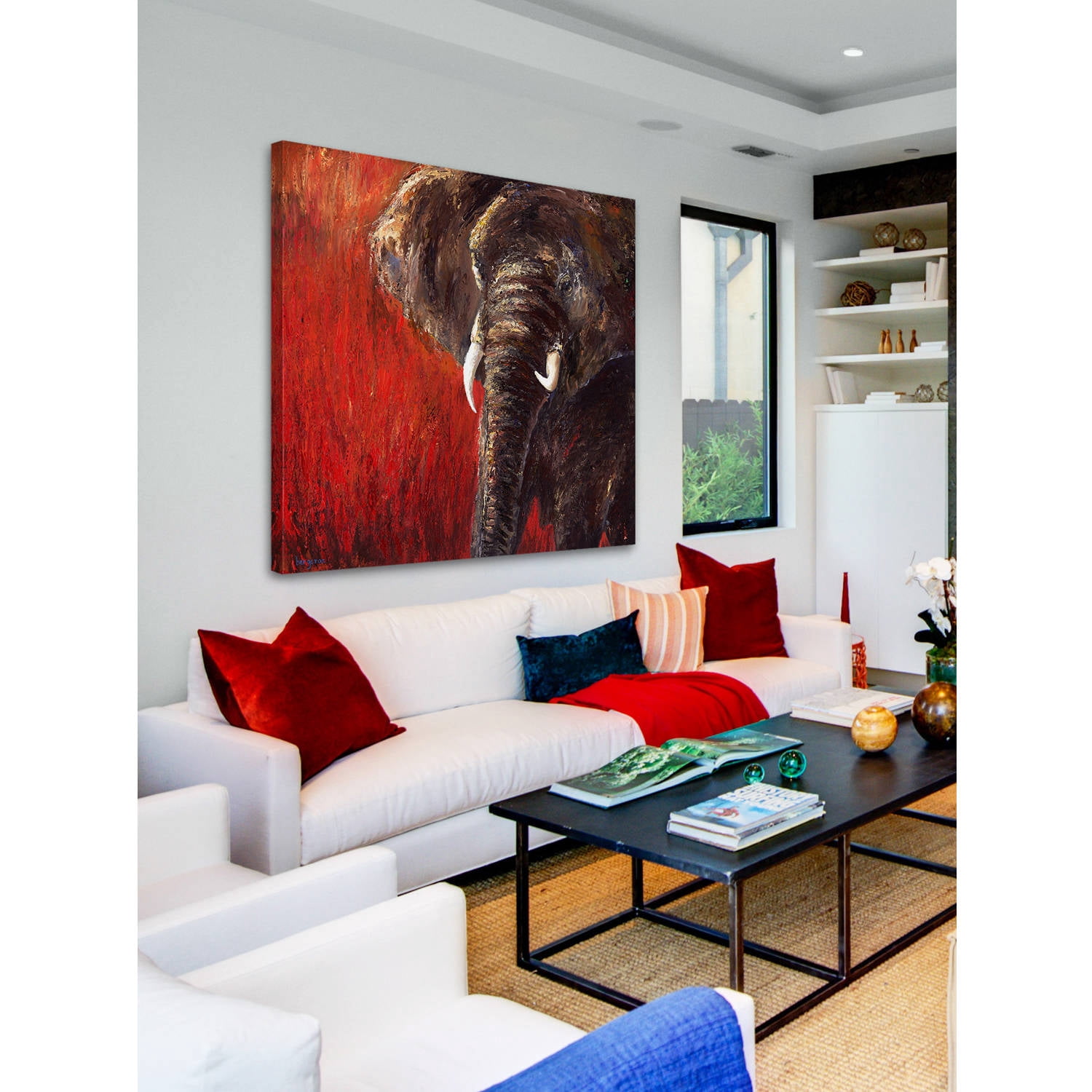 Marmont Hill "Red Tranquility" by Bergerac Painting Print on Wrapped Canvas