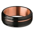 thumbnail image 2 of Rose Gold Wedding Ring,Black Tungsten Ring,8mm Wedding Ring,Anniversary Ring,Black Wedding Ring, 2 of 4