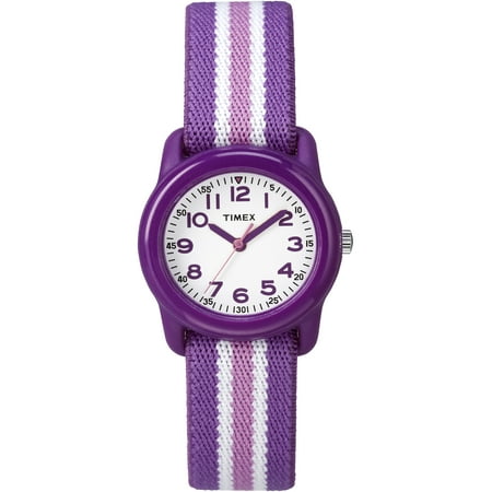 Girls Time Machines Purple/Pink Stripe Watch, Elastic Fabric
