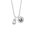 thumbnail image 2 of Delight Jewelry Silvertone 3-D Imitation Pearl & Clear Crystal Owl Silvertone Script Initial Disc - U - Charm Necklace, 20"+3", 2 of 4