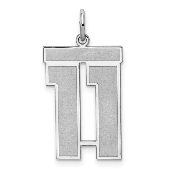 White Sterling Silver Charm Pendant 11 25 mm 21 Rhodium-Plated Large Satin Number