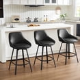 thumbnail image 6 of Zesthouse Swivel Bar Stools Set of 3, 25.6″ Faux Leather Counter Height Barstool with Backs, Upholstered Counter Stools, Modern Kitchen Chairs with Metal Legs, Black, 6 of 11