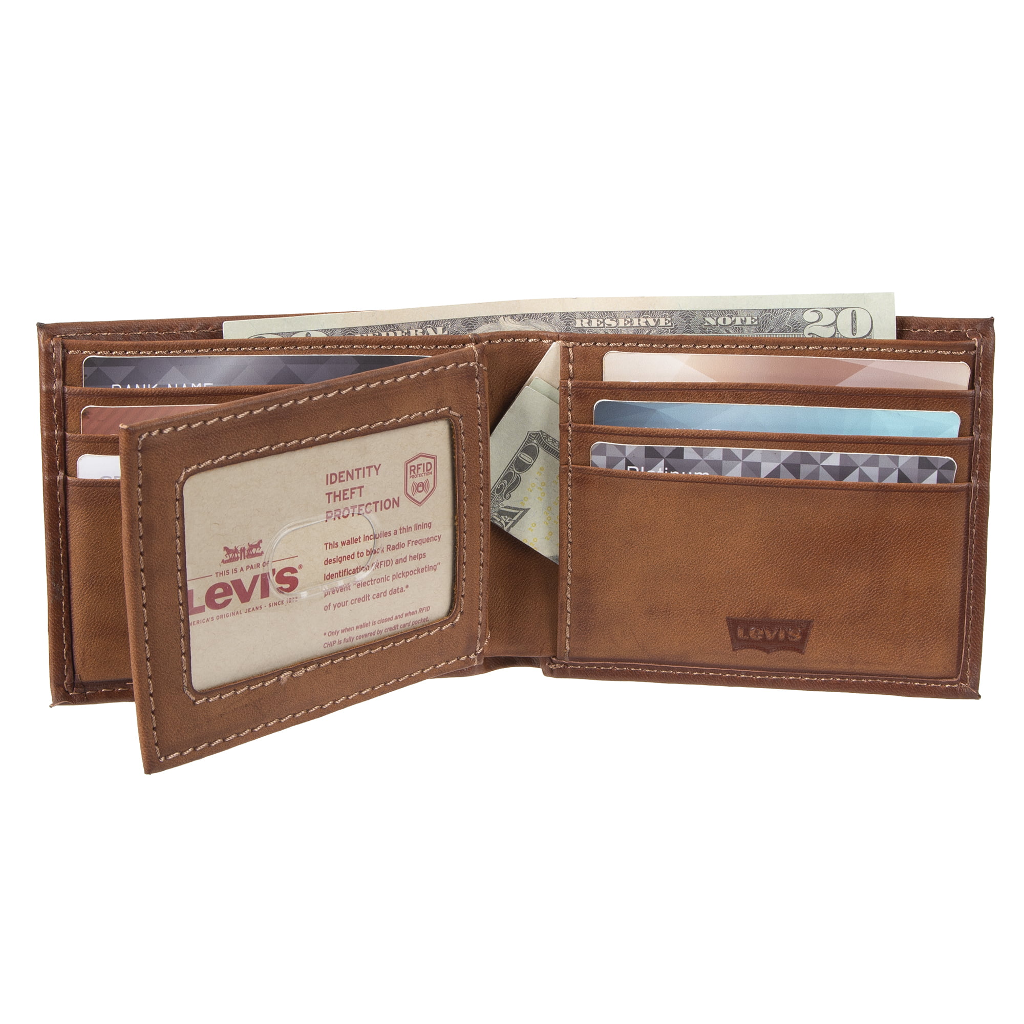 Levi's Men's RFID Extra Capacity Slimfold Wallet, Brown 
