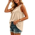 thumbnail image 5 of Women's Summer Tops Boho Tank Tops Crewneck Sleeveless Shirts Casual Flowy Lace Swiss Dots Blouses Trendy Clothing, 5 of 6
