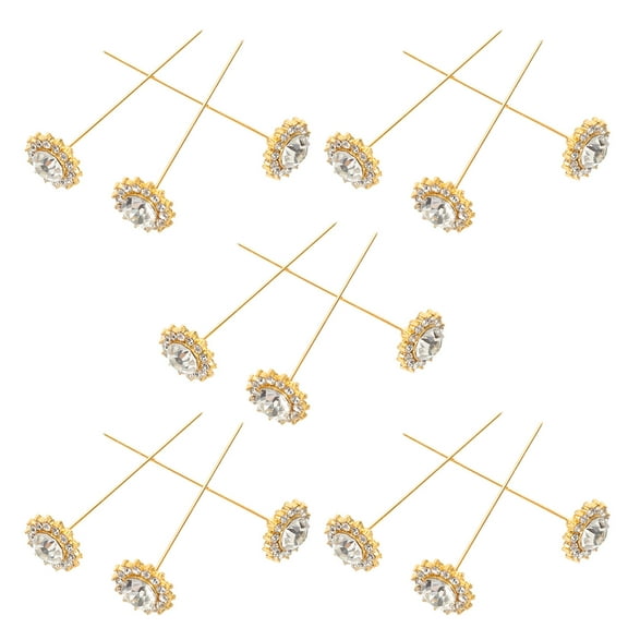 LOLIPPYY 15 Pieces Alloy Flower Brooch Pins with Rhinestones for Bridal Accessories and Formal Wear