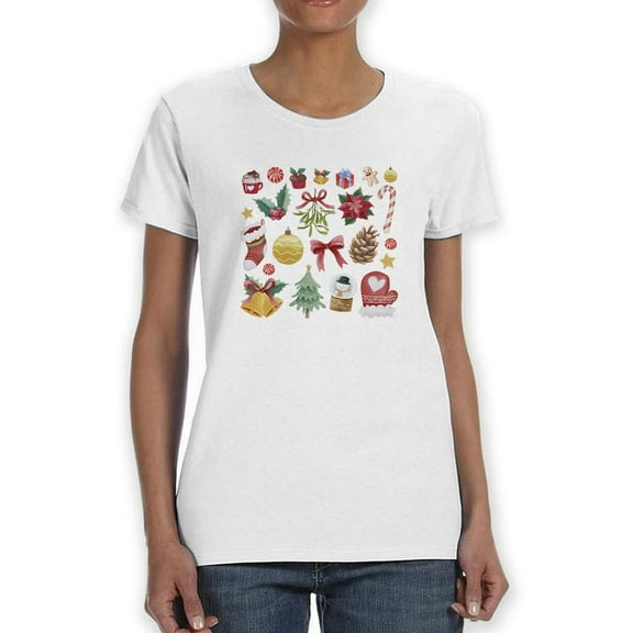 Christmas Icons T-Shirt Women -Smartprints Designs, Female 4X-Large