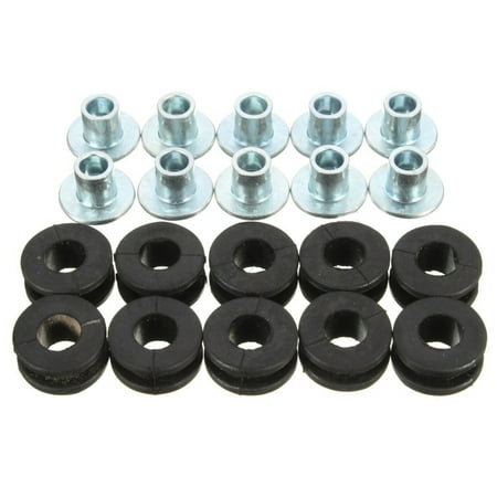 

OOKWE 10Pcs Universal Rubber Grommet Kit Double Sided Closed Rubber Grommet Fairing Bolt Bushing Pressure Relief Cushion