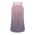 thumbnail image 3 of Women's Sleeveless Tunic Tops Loose Fit Flowy Y2K Tops Dressy Casual Summer Clothes Vintage Fashion Gradient Color Tank Tops Crew Neck Elegant Pleated Blouse Keyhole Back Pink T Shirts S, 3 of 3