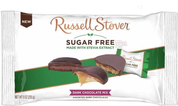 Russell Stover Sugar Free Assorted Dark Chocolate with Stevia  Truffle, Caramel and Peanut Butter Cups, 9 oz. Bag