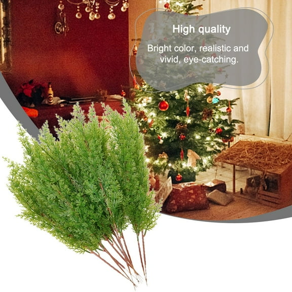 10 Pack Artificial Pine Cypress Leaves Branches for Home and Office Decoration