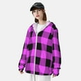 thumbnail image 3 of Kdxio Purple Black Buffalo Plaid Print Women Men Sun Protection UPF 50+ Jackets Zip Up Long Sleeve Hoodie Hiking Lightweight with Pockets, 3 of 7