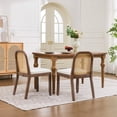thumbnail image 3 of Mid Century Modern Rattan Dining Chairs Set of 2, Upholstered Dining Chairs with Woven Cane Back, Solid Wood Kitchen & Dining Room Side Chairs, Farmhouse Accent Chairs, Walnut Finish, Beige, 3 of 6