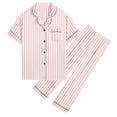 thumbnail image 4 of DAKIMOE Silk Satin Pajamas Set for Women Two-Piece Short Sleeve Shirt with Long Pajama Pant Set Soft Button Down Loungewear Nightwear Pjs Sleepwear for Women, 4 of 10