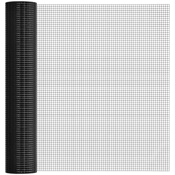 Black 19 Gauge 1/2 Inch Hardware Cloth - Vinyl Coated Welded Wire Mesh Roll - Duty Rust Proof Fencing for Gardens, Poultry Animal Netting Cage Screen (Black 1/2 16inx10Ft)
