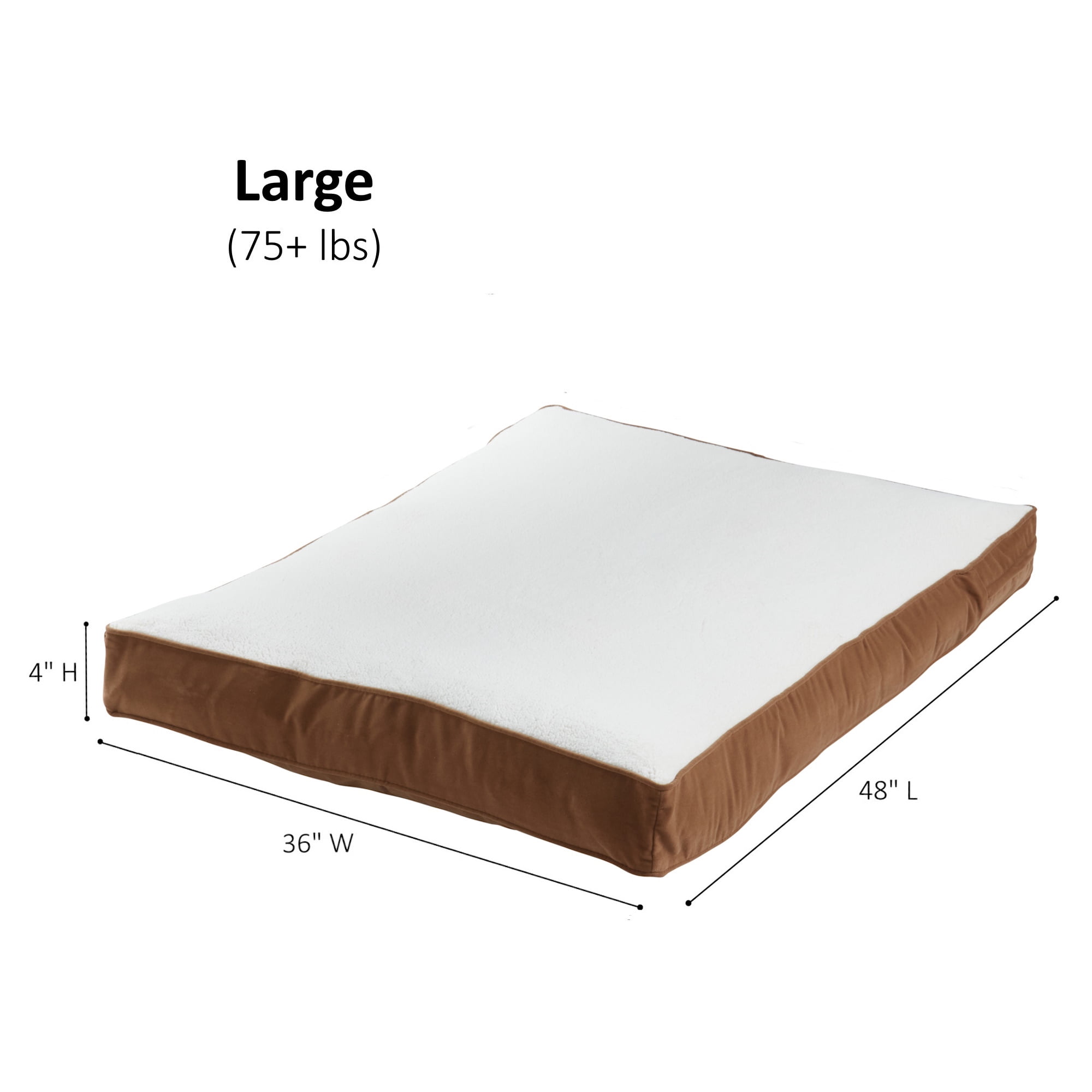 Happy Hounds Daisy Deluxe Sherpa Supportive Dog Bed, Latte, Large (48 x 36 in.)
