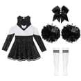 thumbnail image 5 of iiniim Kids Girls Cheerleading Cheer Leader Dance Dress with Pom Poms Headwear Socks Party A White&Black 16, 5 of 7