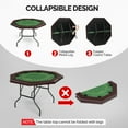thumbnail image 6 of PEXMOR 8 Player Foldable Octagonal Poker Table, Folding Blackjack Casino Card Game Table with Stainless Steel Cup Holders & Padded Rails, Portable Texas Holdem Poker Table, 6 of 10