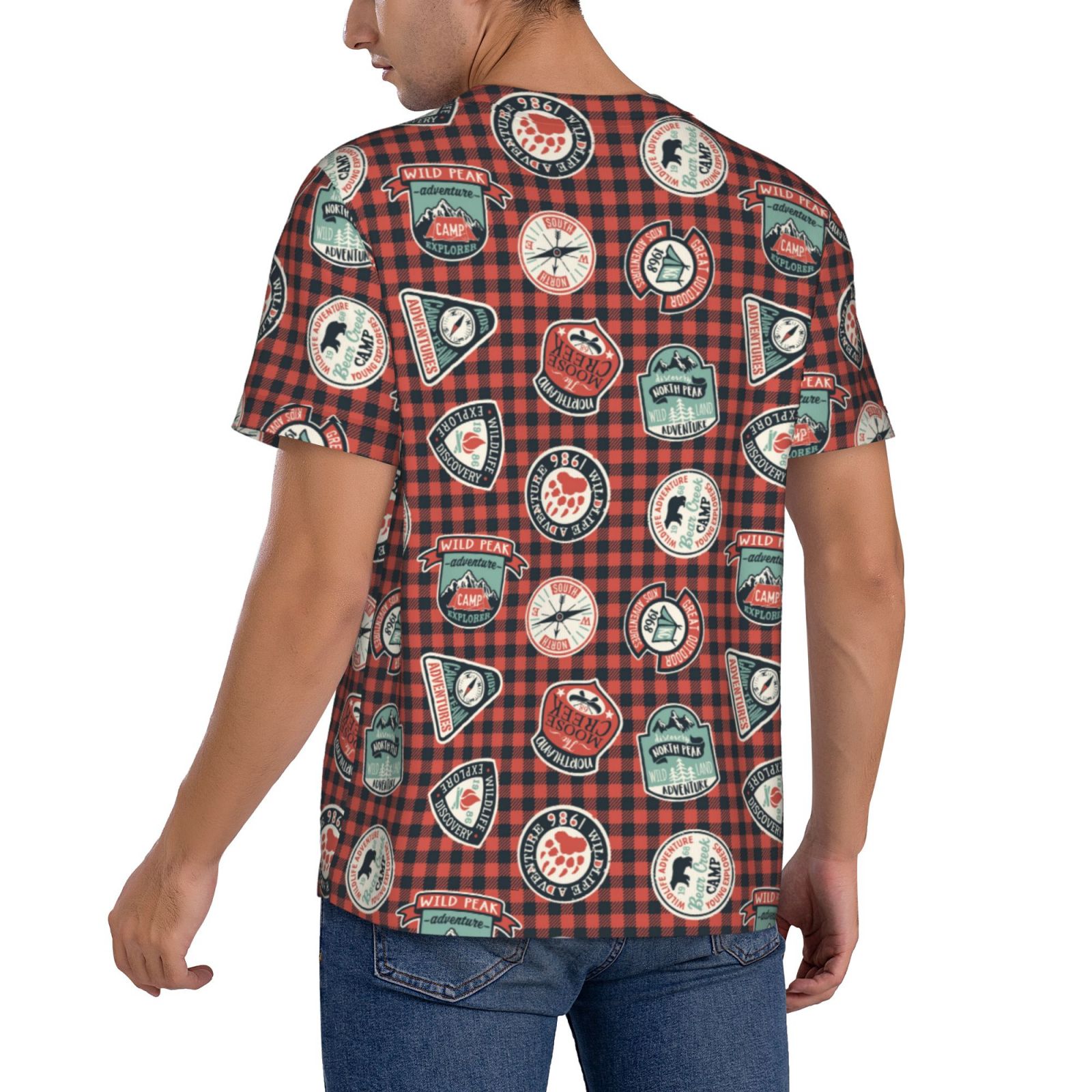 Playera tipo polo para hombre con estampado de insignias de aventura de montaña, secado rápido, manga corta, golf, transpirable, casual, para entrenar y béisbol, talla S 2