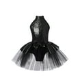 thumbnail image 1 of Yeahdor Kids Girls Sparkly Sequins Gymnastic Leotard Halter Backless Ballet Dance Mesh Tutu Dress, 1 of 5