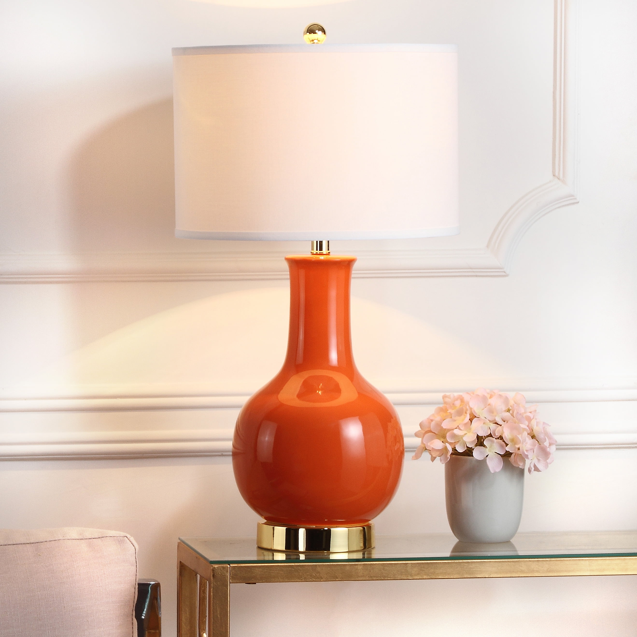SAFAVIEH Ceramic Paris Solid 27.5 in. H Table Lamp w Shade