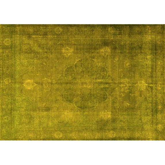 Ahgly Company Machine Washable Indoor Rectangle Persian Yellow Traditional Area Rugs, 2' x 3'