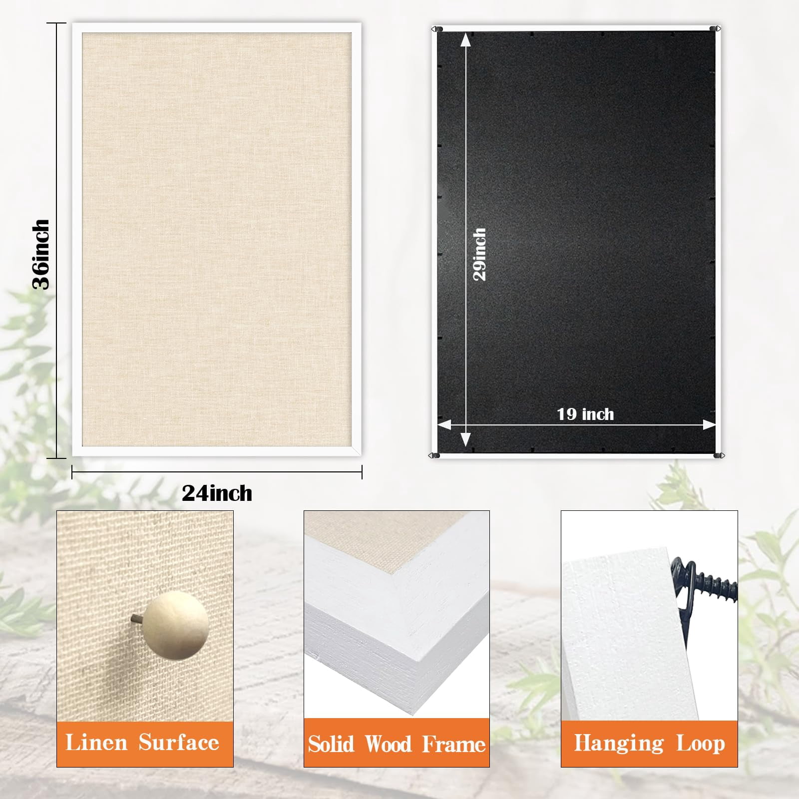 Large Bulletin Board, 36 "x 24" White Cork Boards for Walls with Frame, Pin Display Board Vision Board