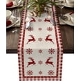 thumbnail image 1 of Camino de mesa navideño, camino de mesa rústico con diseño de alce y copos de nieve para fiestas de cumpleaños, cocinas, mesas de comedor, decoración del hogar, 1 of 7