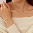 thumbnail image 4 of SKQIT Boho Colorful Glass Flower Chain Bracelet and Necklace for Women, Dainty Link Bracelet Necklace Set Beach Jewelry Gift, 4 of 8