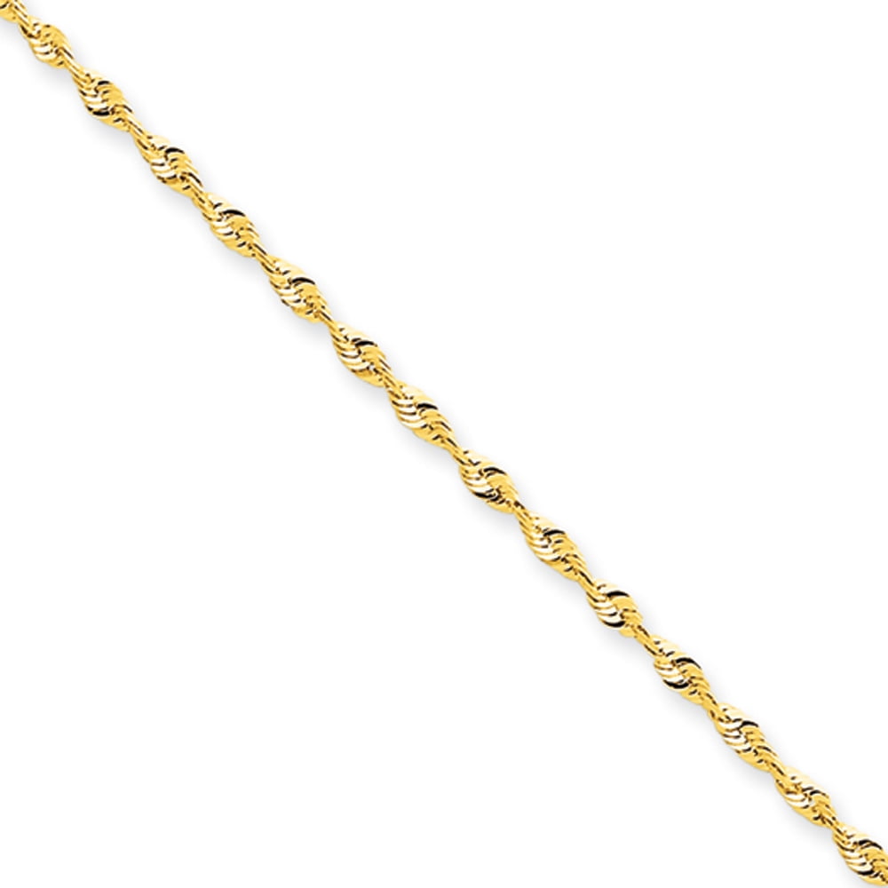 1.8mm, 14k Yellow Gold Light Diamond Cut Rope Chain Necklace, 30 Inch by Black Bow Jewelry Company