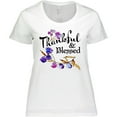 thumbnail image 3 of Inktastic Thankful and Blessed Inspirational Saying with Flowers Women's Plus Size T-Shirt, 3 of 5